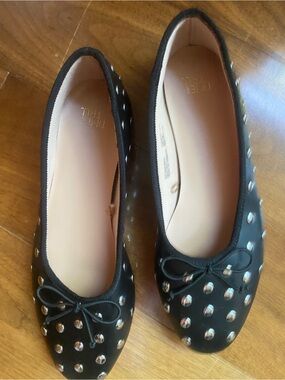 Time and Tru Black Studded Bow Ballet Flats